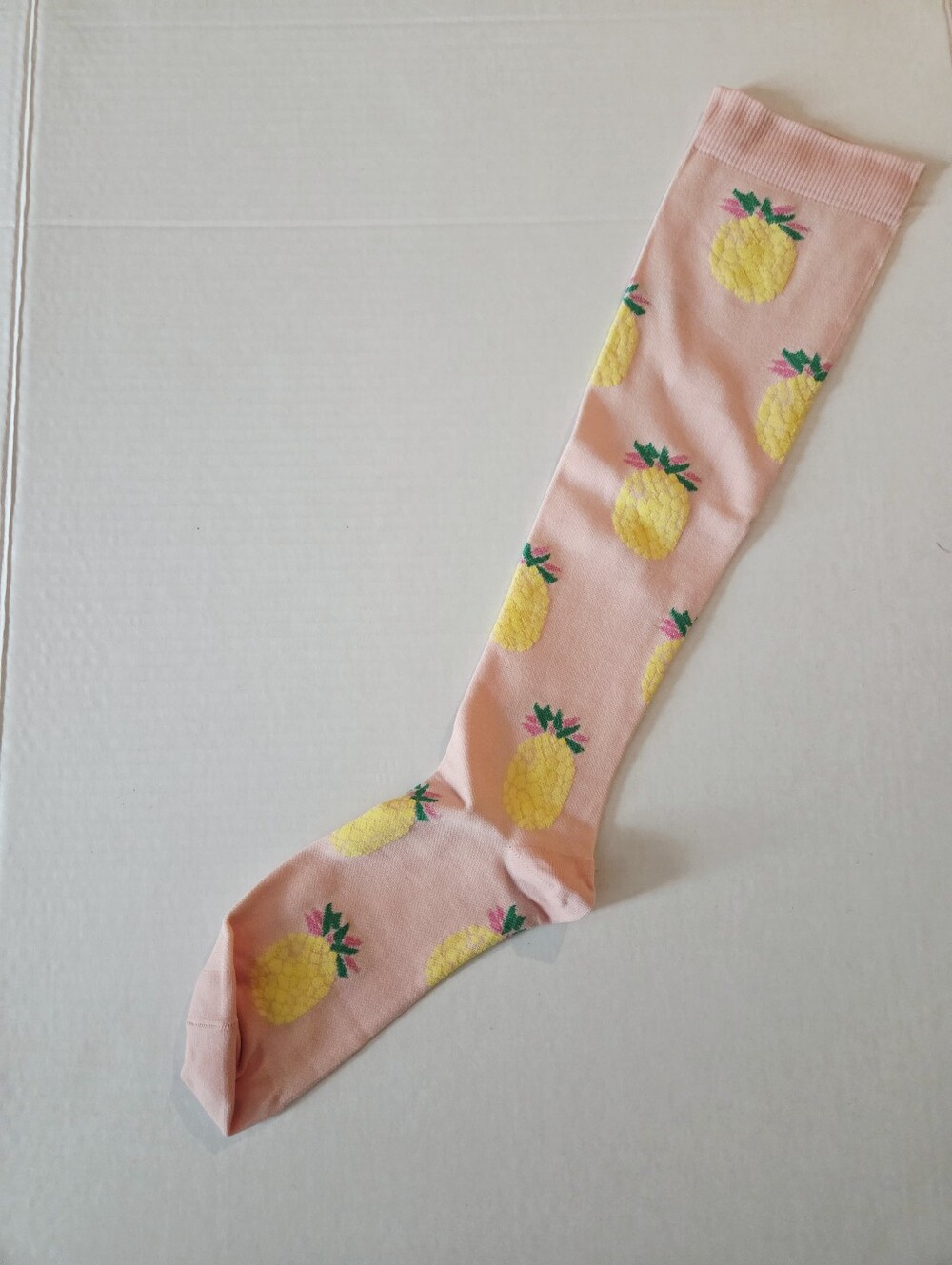 Pink Pineapple Pattern Knee-High Socks
